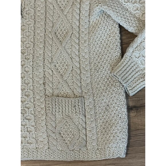 Vintage Gene of Donegal Irish Fisherman Sweater Cream Cable Knit Wool M Womans - Picture 4 of 9